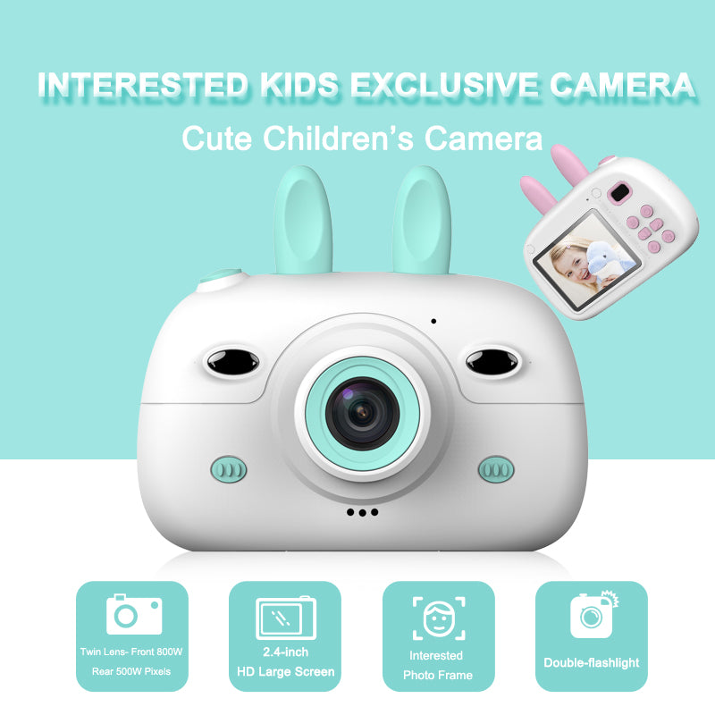 New Children's Camera Rabbit Ears Cartoon Mini Small SLR HD Screen Dual Lens Digital Camera Gift For Children by eprolo