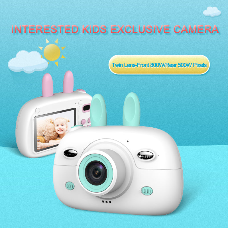 New Children's Camera Rabbit Ears Cartoon Mini Small SLR HD Screen Dual Lens Digital Camera Gift For Children by eprolo