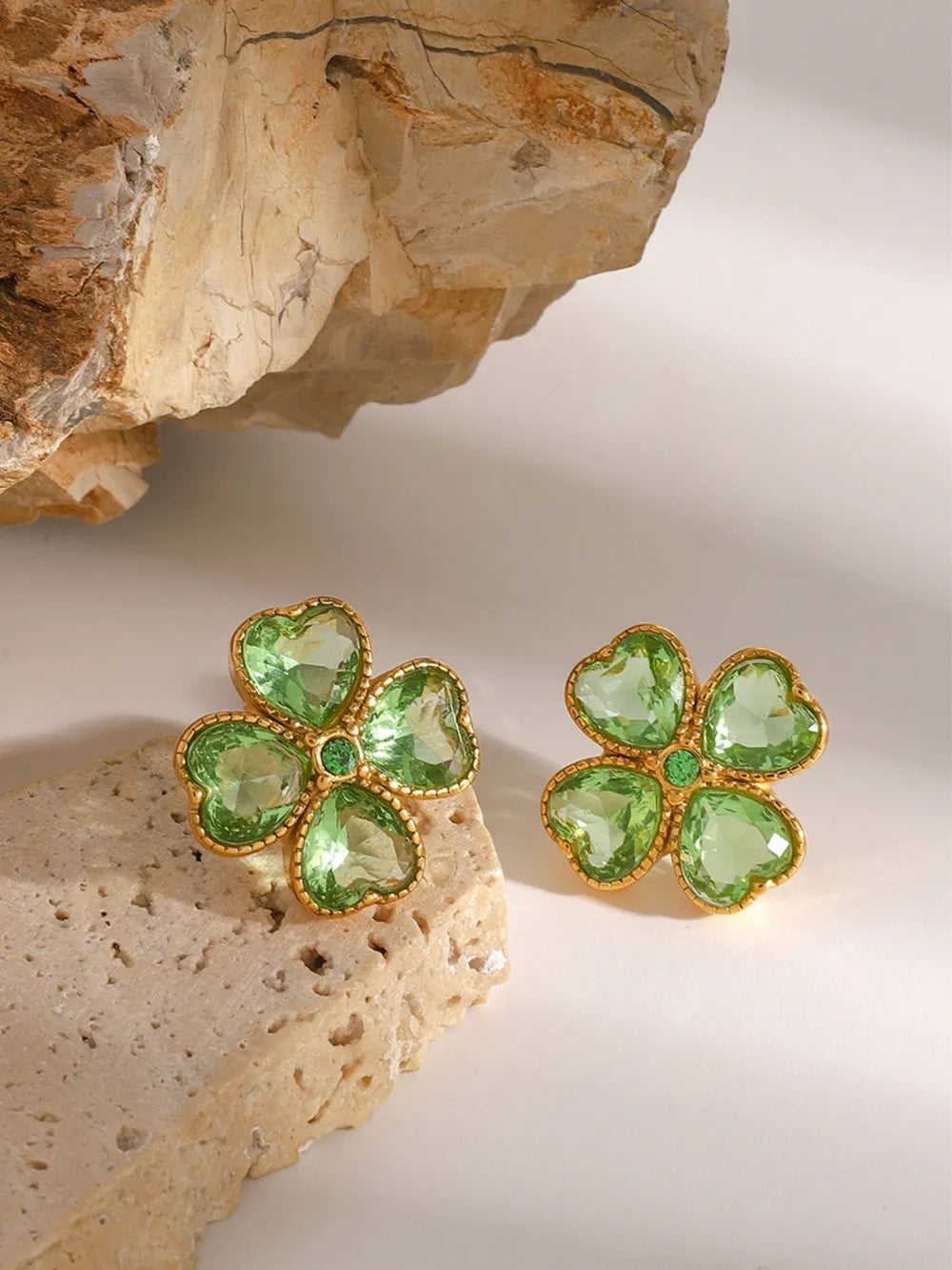 Stainless Steel Zircon Lucky Clover Earrings by eprolo