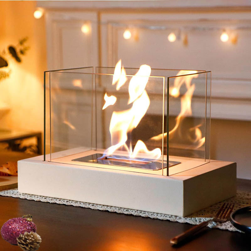 Four sided square alcohol fireplace lamp bar atmosphere desktop decoration heating oven lamp home real fire fireplace by eprolo