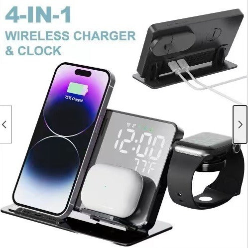 15W Four in One Wireless Charging Clock LED Digital Display Alarm Clock Temperature Display Wireless Charging by eprolo