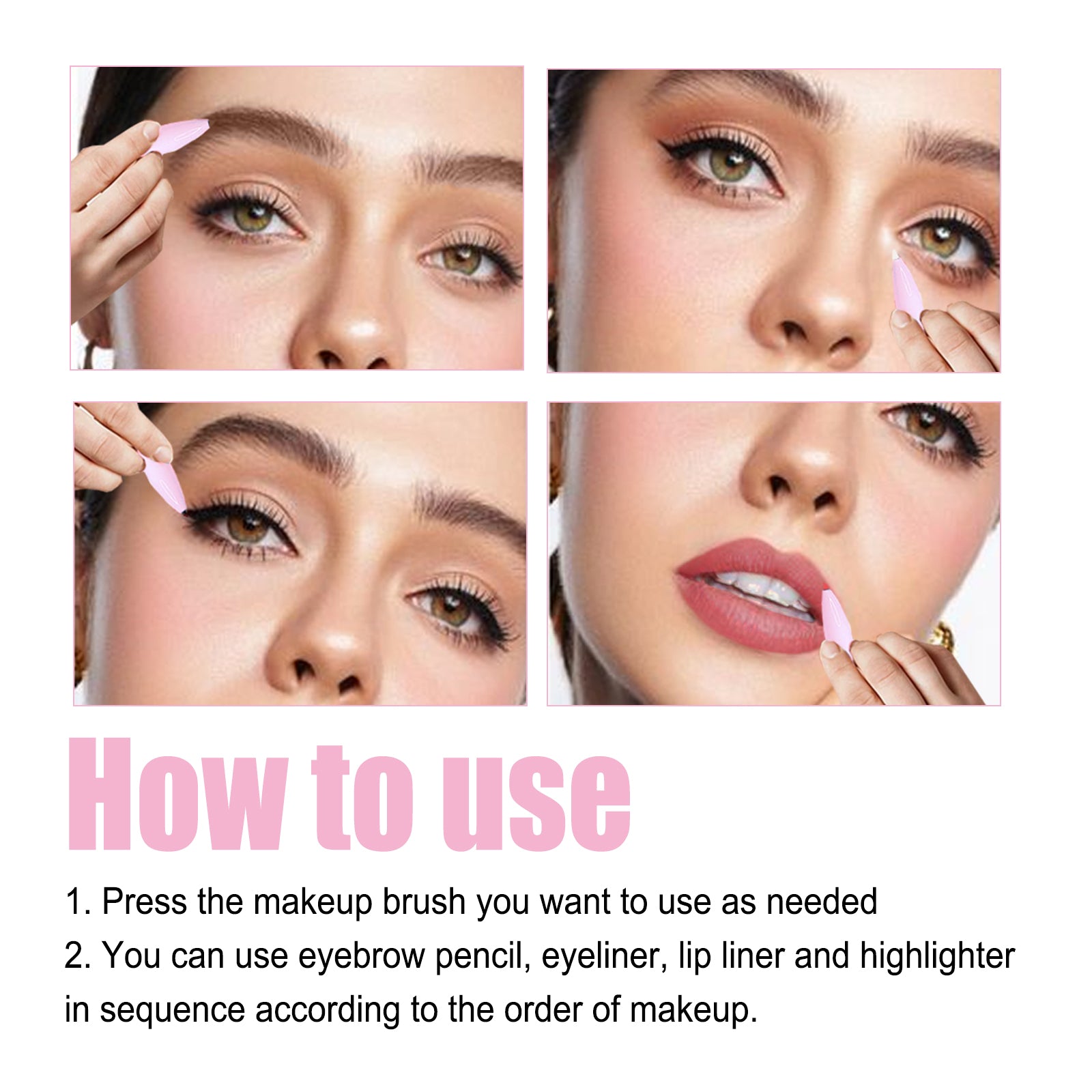 4 In 1 Makeup Pen, Eyeliner, Eyebrow Pencil, Lip Liner, Highlighter 4 In 1 Makeup Pen, Multifunctional And Portable by eprolo