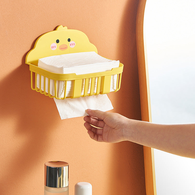 Toilet Tissue Box Punch-Free Wall-Mounted Paper Box Toilet Cartoon Roll Paper Holder Box Toilet Rack by eprolo