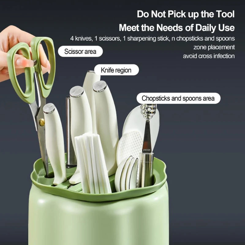 Rotating Knife Holder, Petal Shaped, 360 Degree Rotating, Large Capacity Chopsticks, Knife Holder, Kitchen Supplies Storage Rack by eprolo