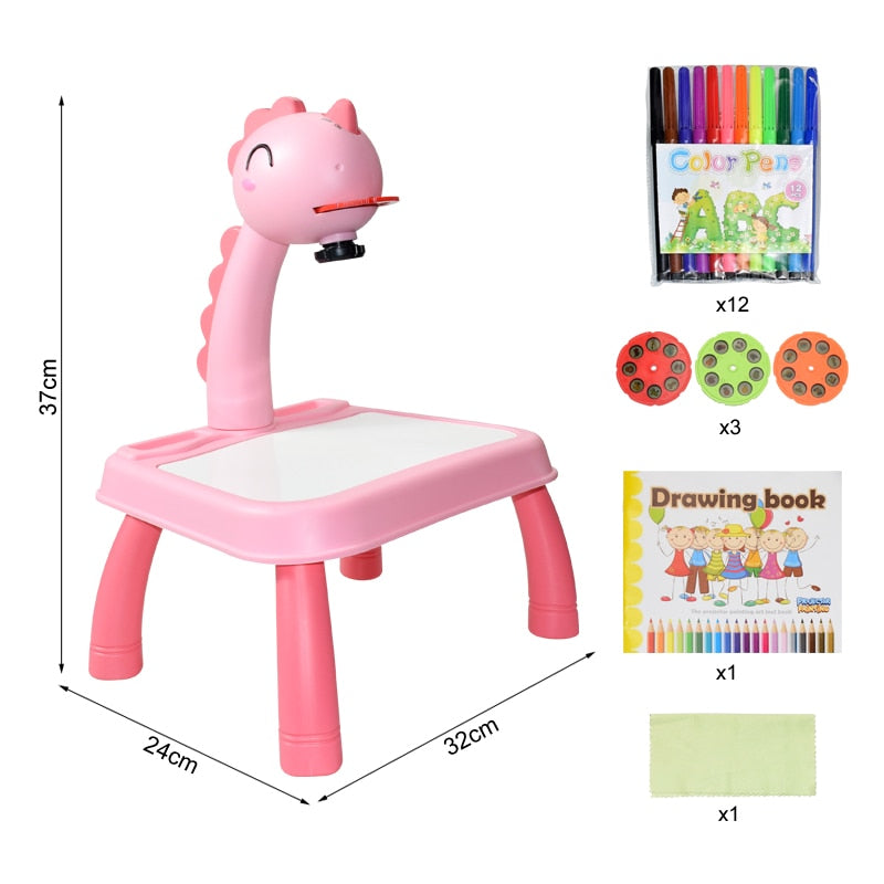 Children Led Projector Art Drawing Table Toys Kids Painting Board Desk Arts Crafts Educational Learning Paint Tools Toy for Girl by eprolo