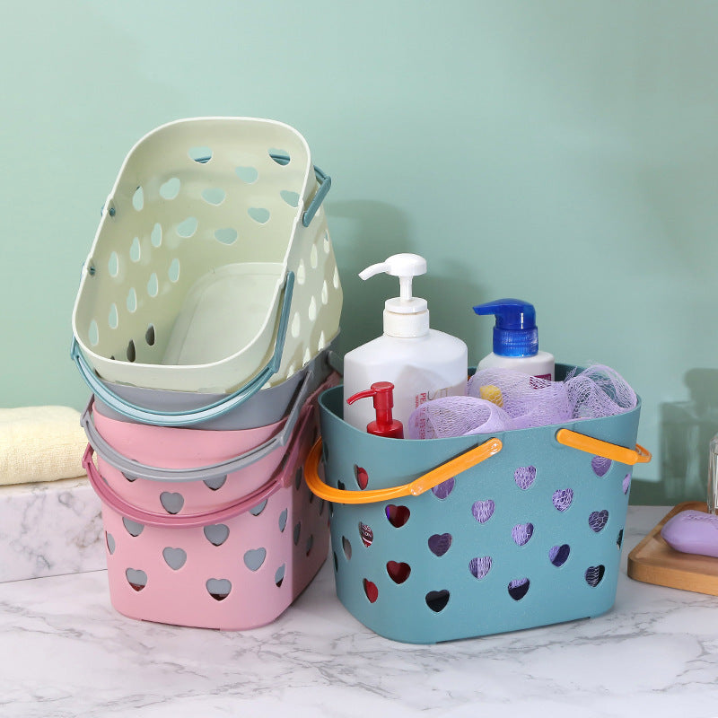 Bathroom Toilet Clothes Toiletries Storage Dirty Clothes Basket Portable Love Hollow Bath Basket Shopping Storage Basket by eprolo