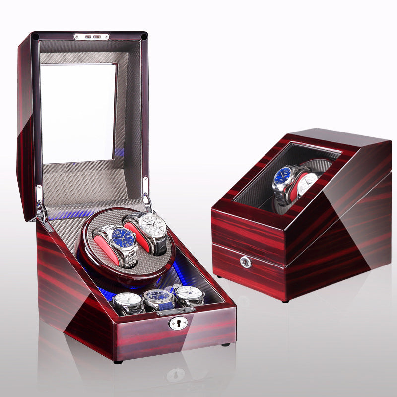 Watch winding box, watch shaker, storage box, LED light, lid open and stop, watch shaker by My Store