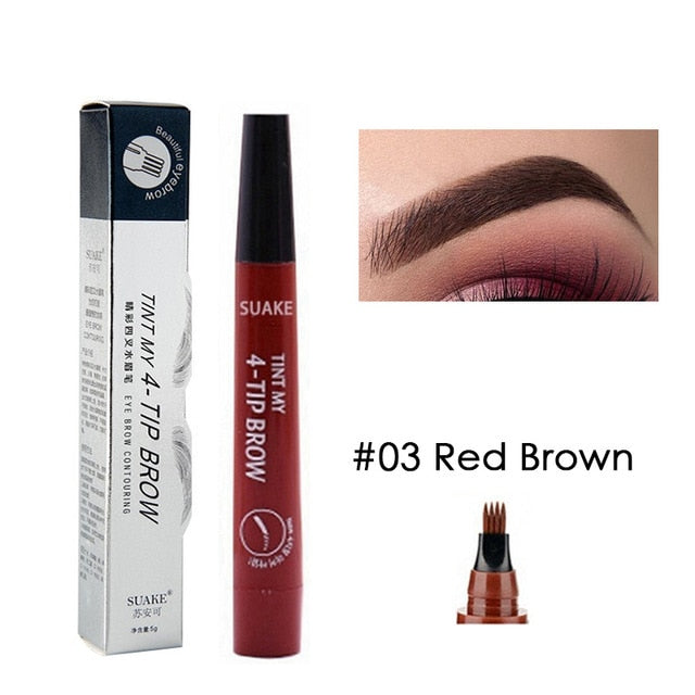 Eyebrow Tint 4 Tip Liquid Brow 5 Colors Pen Makeup Paint Eyebrow Liner Pen Cosmetics Waterproof Tool Microblade by eprolo