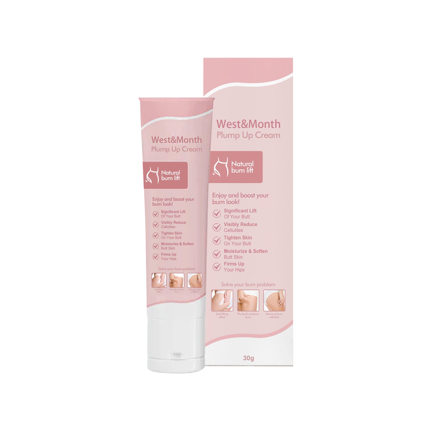 West&Mooth Body Plump Up Cream, Firming And Lifting Hips Highlights Curves And Volumizing Hips Cream by eprolo
