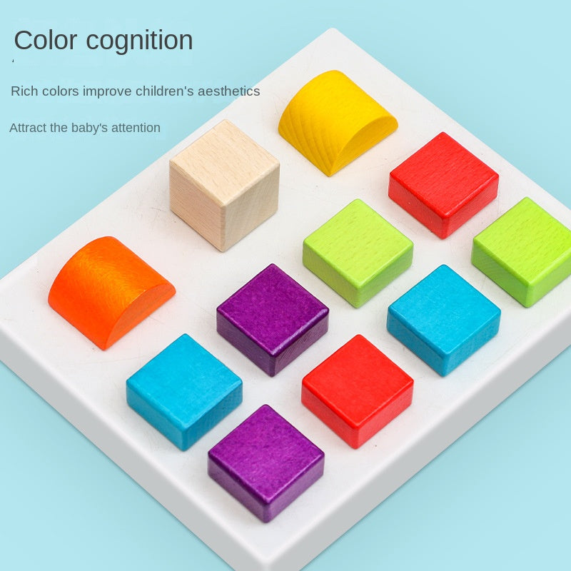 Wooden box packed building blocks, shape recognition, creativity, assembly thinking, exercise, color recognition, early education, interactive wooden toys by eprolo