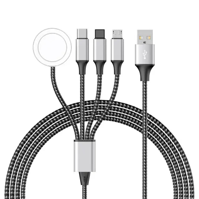 New woven four in one watch wireless charging mobile phone charging cable data cable multiple connectors to choose from by eprolo