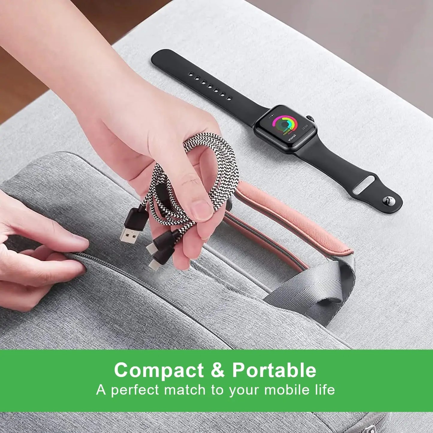 New woven four in one watch wireless charging mobile phone charging cable data cable multiple connectors to choose from by eprolo