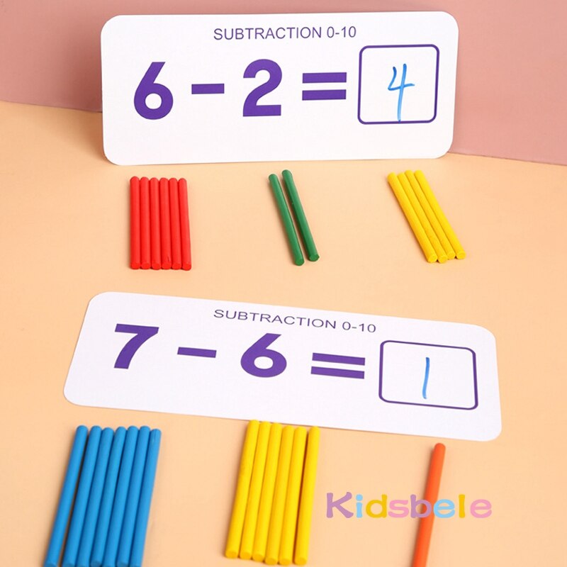 Montessori Toys For Children Mathematics Kids Early Educational Toys Counting Wooden Sticker Kids Number Cognition Birthday Gift by eprolo