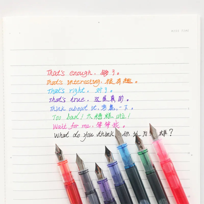 0.38/0.5mm Fountain Pen Writing Large Ink Officeschool Supplies 8 Colors Stationery Set Kawaii Gift Fashion EF F Nib 03967 by My Store