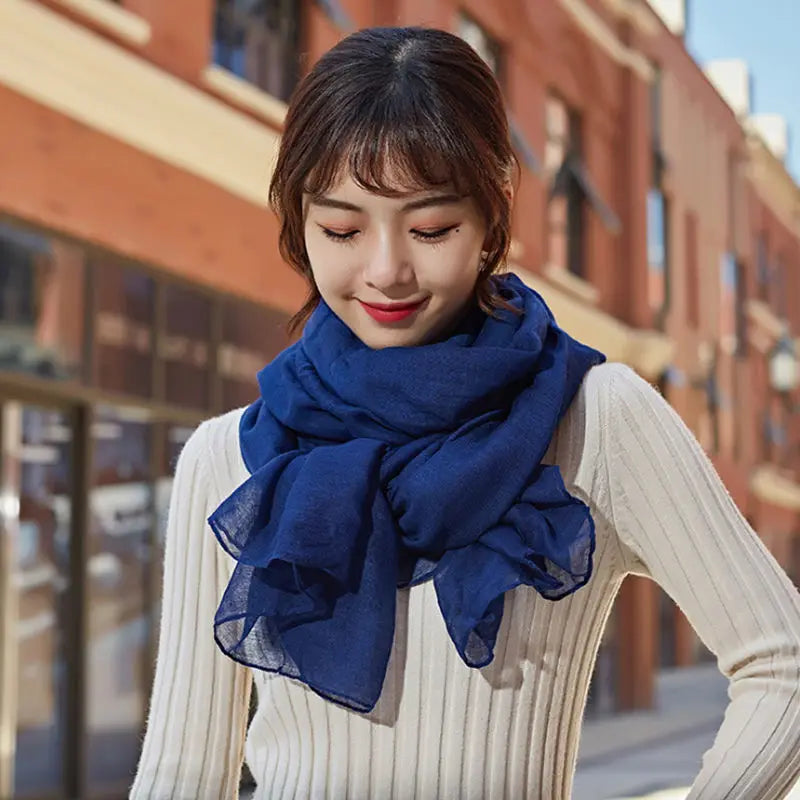 Luxury Brand Women Scarf Cotton Hijab Scarf Pashmina Lady Shawls And Wraps Head Scarves Neck Bandana Men Scarf/Black Scarves by My Store