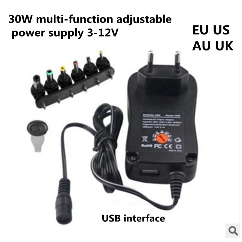 3V 4.5V 5V 6V 7.5V 9V 12V 2A 2.5A AC DC Adaptor Adjustable Power Adapter Universal Charger Supply for led light strip lamp 30W by My Store