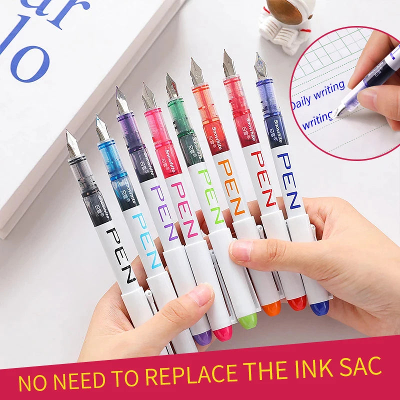 0.38/0.5mm Fountain Pen Writing Large Ink Officeschool Supplies 8 Colors Stationery Set Kawaii Gift Fashion EF F Nib 03967 by My Store