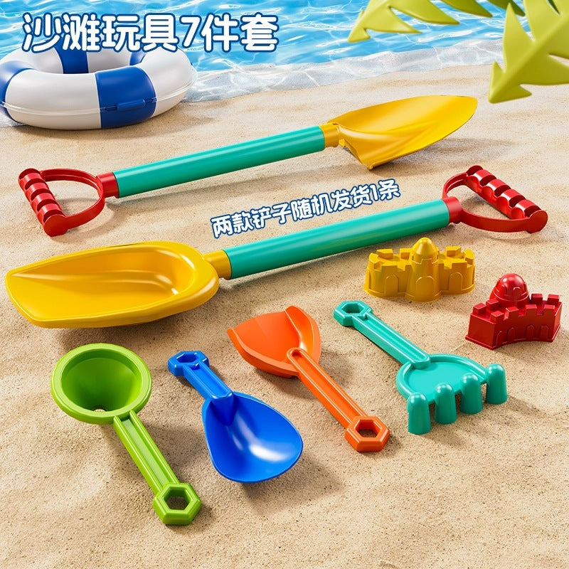 Kids beach toy car baby splash in the water, digging in the sand, playing with snow shoveling snow tools, hourglass, shovel bucket, beach snow set by My Store