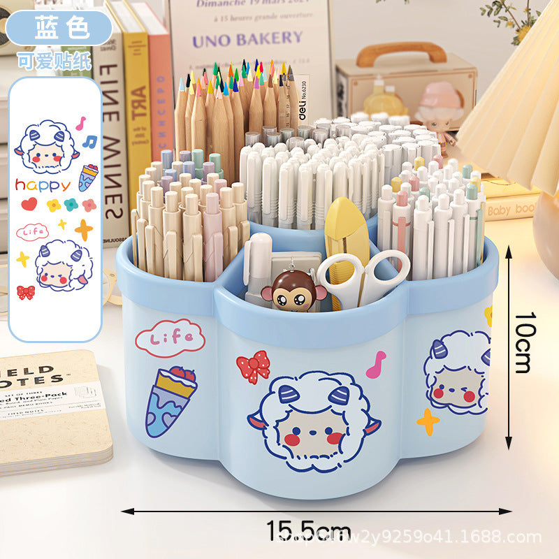 Rotating pen holder multi-function, large-capacity desktop thickened pen holder storage box, student pen holder creative, cute and cartoon by My Store