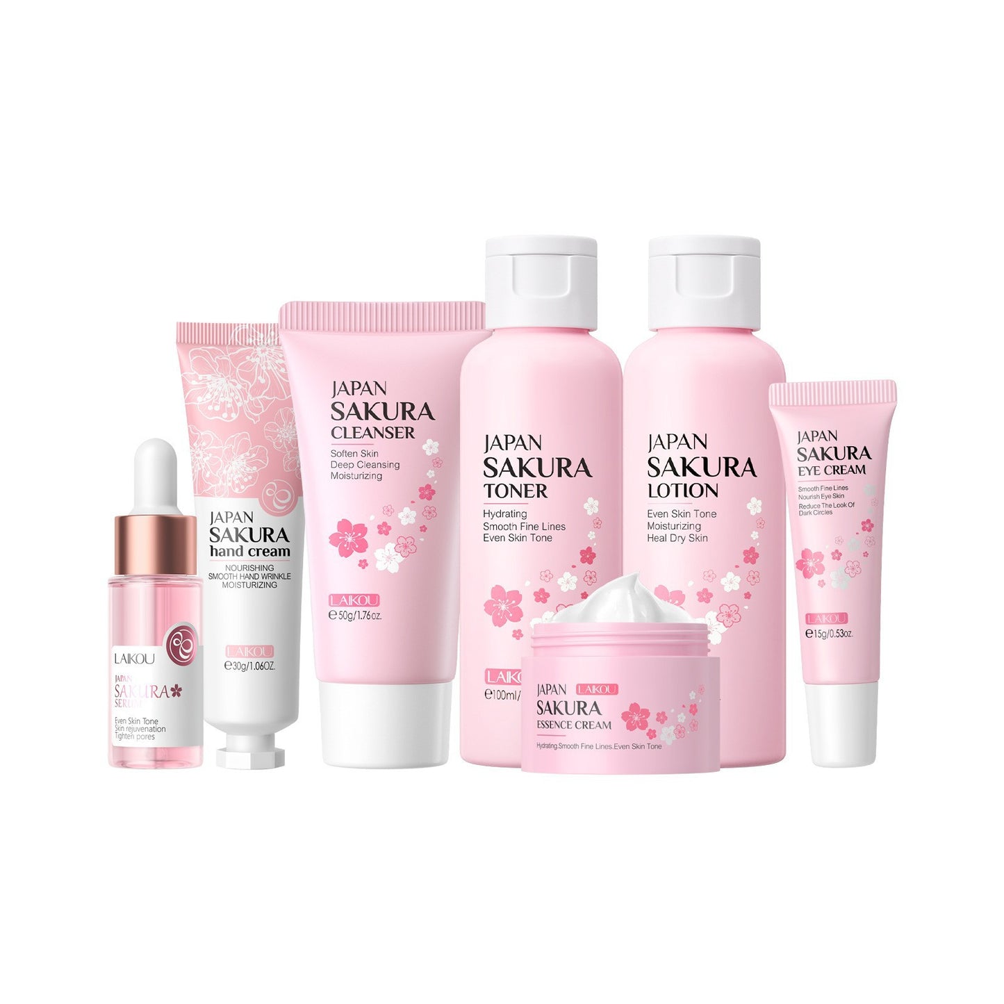 Cross-border full English LAIKOU cherry blossom series skin care set combination facial care full set of hydration manufacturers in stock