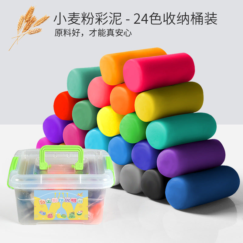 Children's plasticine, dough, light clay, baby toys, 12 colors, 24 colors, clay storage bucket