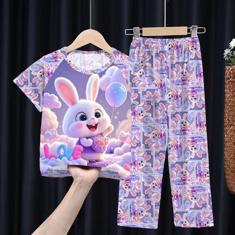 Foreign trade children's pajamas, spring and summer short-sleeved trousers, cartoon Sharjah men's group K-POP girl group middle and adult children's loungewear