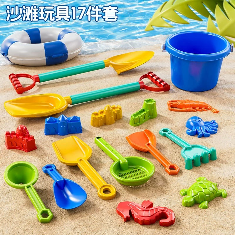 Kids beach toy car baby splash in the water, digging in the sand, playing with snow shoveling snow tools, hourglass, shovel bucket, beach snow set by My Store