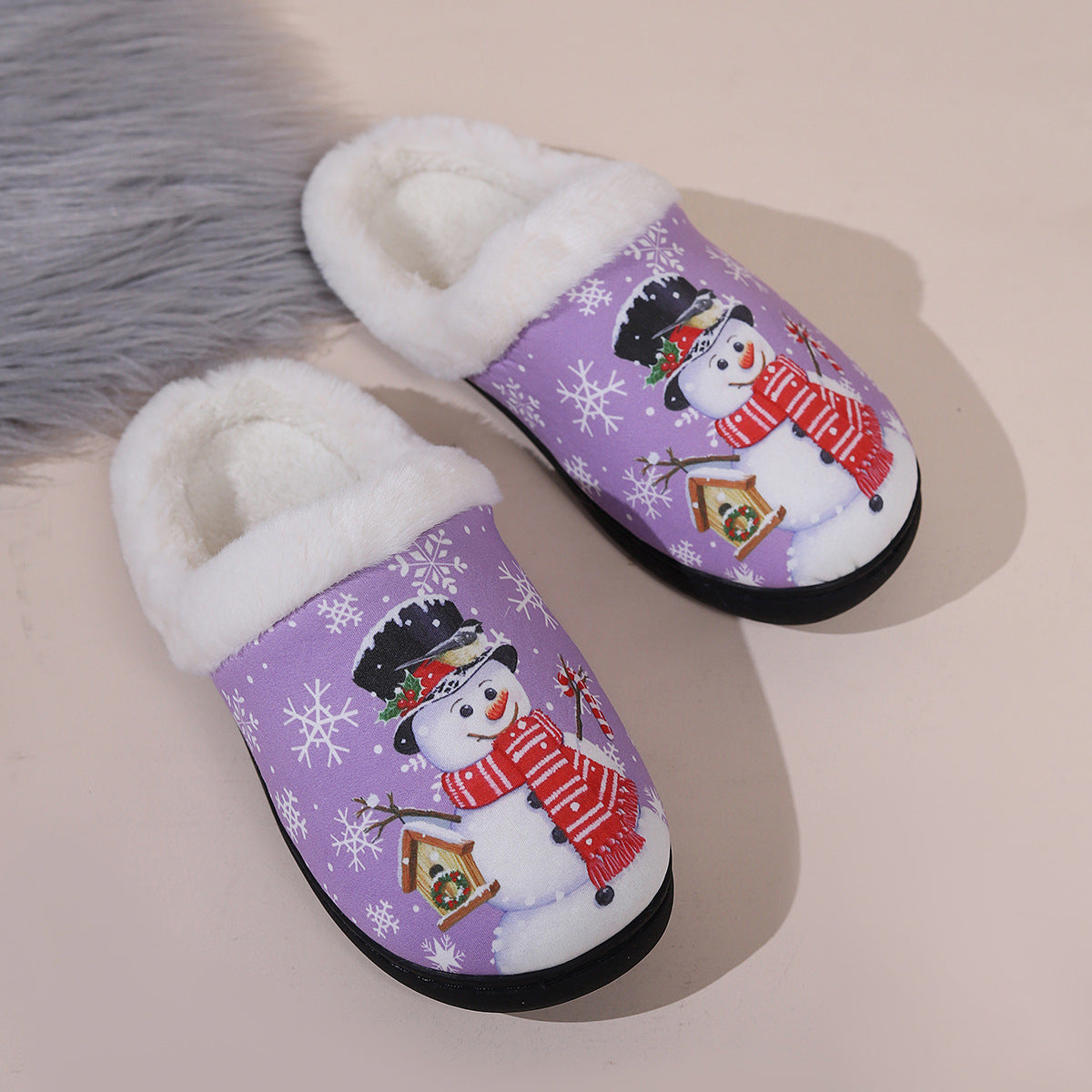 Cross-border spot new cotton slippers women's spring Japanese fashion home wear-resistant slippers cotton shoes cute Christmas series