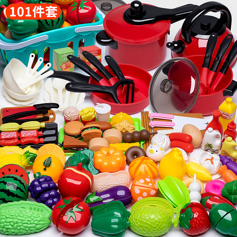Children's play house simulation kitchen cutting music toy girl cooking boy girl baby cutting fruit cooking package