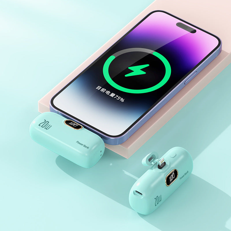 Cross-border KC wholesale capsule 5000mah power bank small portable digital display mobile power supply logo printing by My Store