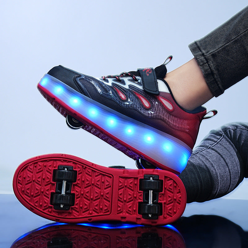 Cross-border children's walking shoes, four-wheel transformative roller skates, girls, students, two-wheeled invisible skates, boys, and popping shoes by My Store