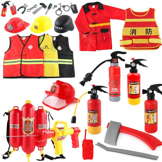 A generation of children's firefighters play suit fire backpack fire water gun summer beach water toys