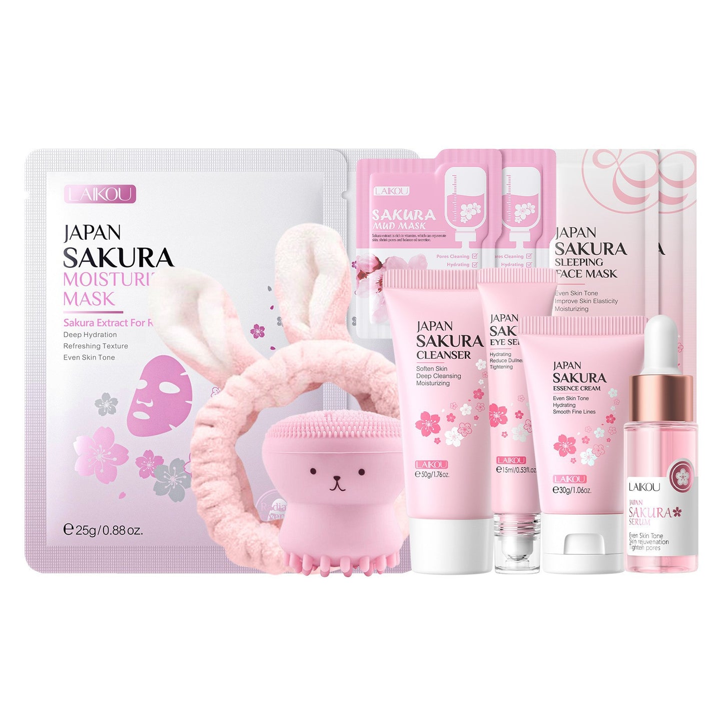 Cross-border full English LAIKOU cherry blossom series skin care set combination facial care full set of hydration manufacturers in stock