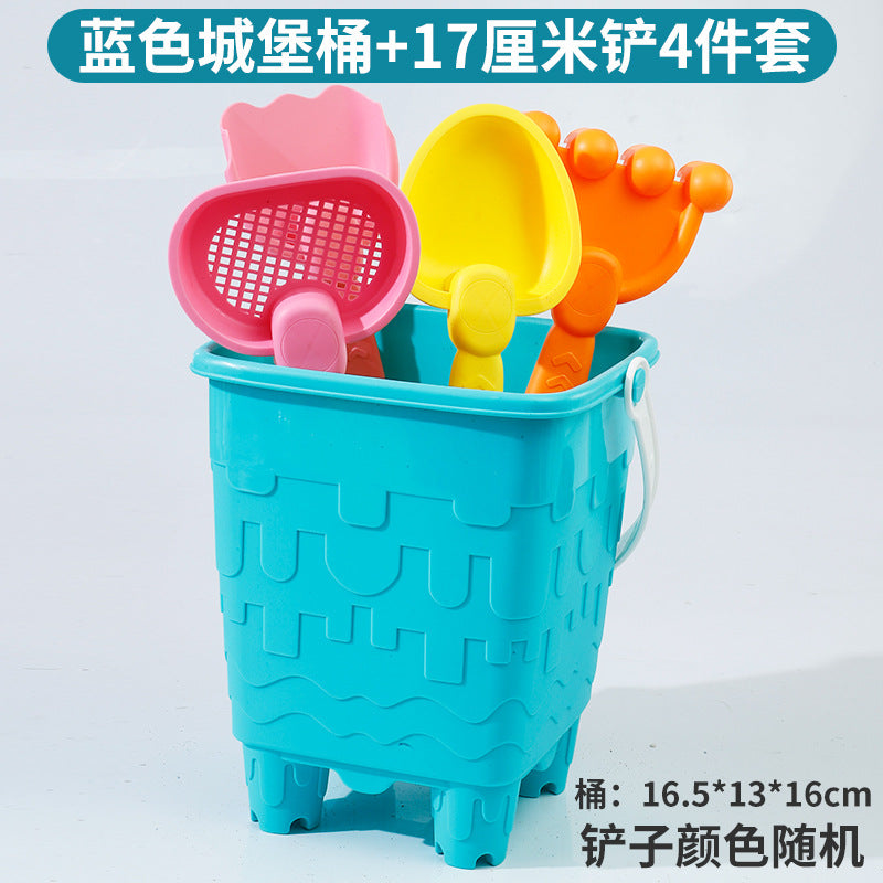 Kids Thickened Plastic Beach Bucket Beach Shovel Water Playing Castle Bucket Playset Baby Sand Digging Tools by My Store