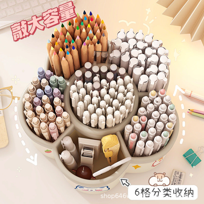 Rotating pen holder multi-function, large-capacity desktop thickened pen holder storage box, student pen holder creative, cute and cartoon by My Store