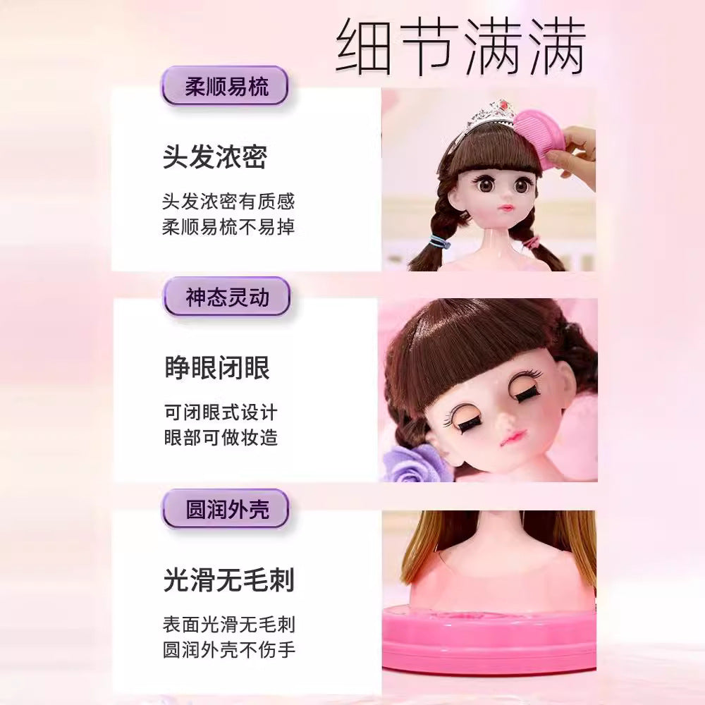Play house makeup doll comb hair girls children toys wig dressing set princess sixth birthday gift