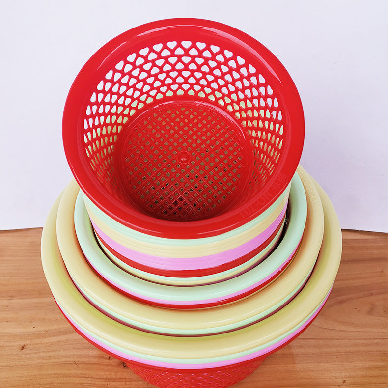 Plastic sieve running jianghu street stall sieve round fruit basket spicy hot hot pot side dish basket egg basket pie