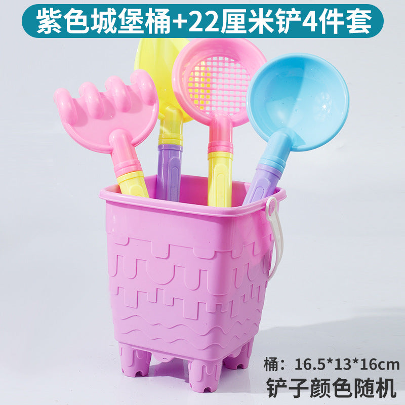 Kids Thickened Plastic Beach Bucket Beach Shovel Water Playing Castle Bucket Playset Baby Sand Digging Tools by My Store