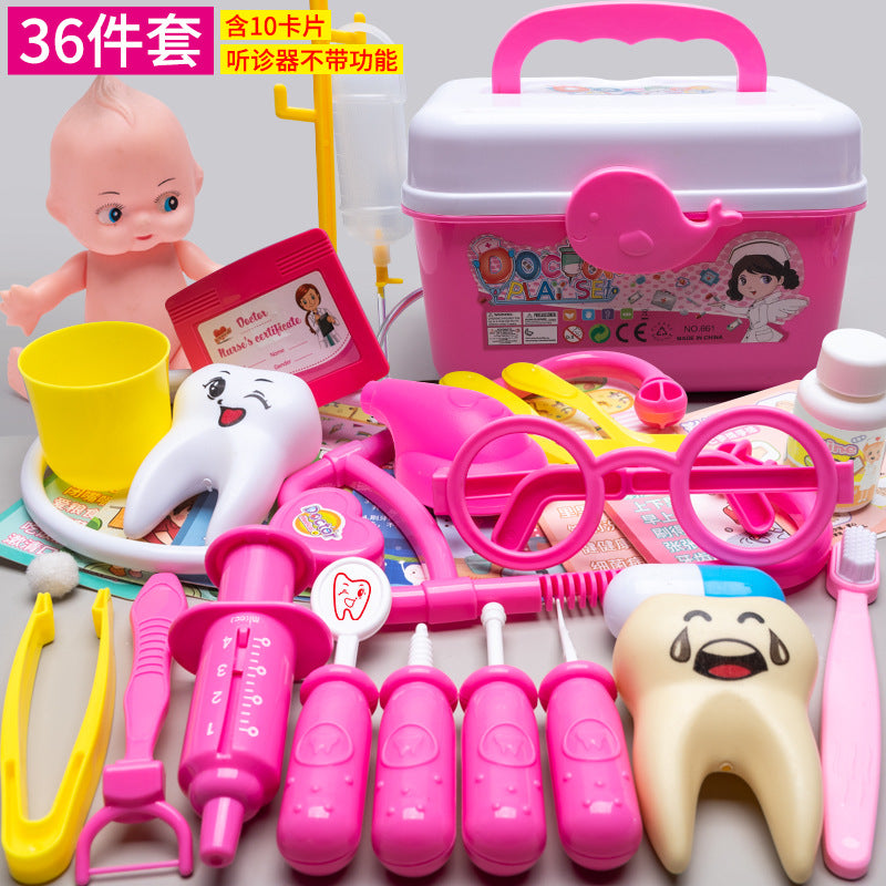 Kids doctor play house playset girls simulation nurse stethoscope injection baby medical toolbox