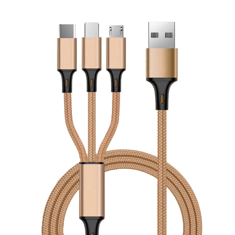 Crystal one to three telescopic data cable, fast charging, mobile phone advertising, exhibition, promotional gifts, 3-in-1 charging cable in stock