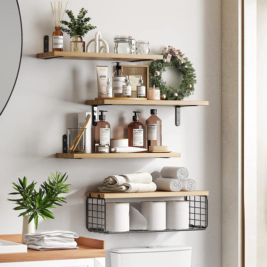 Amazon's same floating shelves, wall floating shelves, wall-mounted multi-layer finishing shelves, bathroom wrought iron storage shelves by My Store
