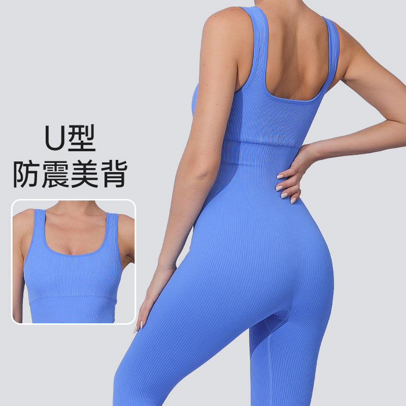 European and American cross-border new products, sports elastic tight-fitting bodysuits, women's seamless threads, abdominal tightening, slimming body-pieces, yoga clothes, women