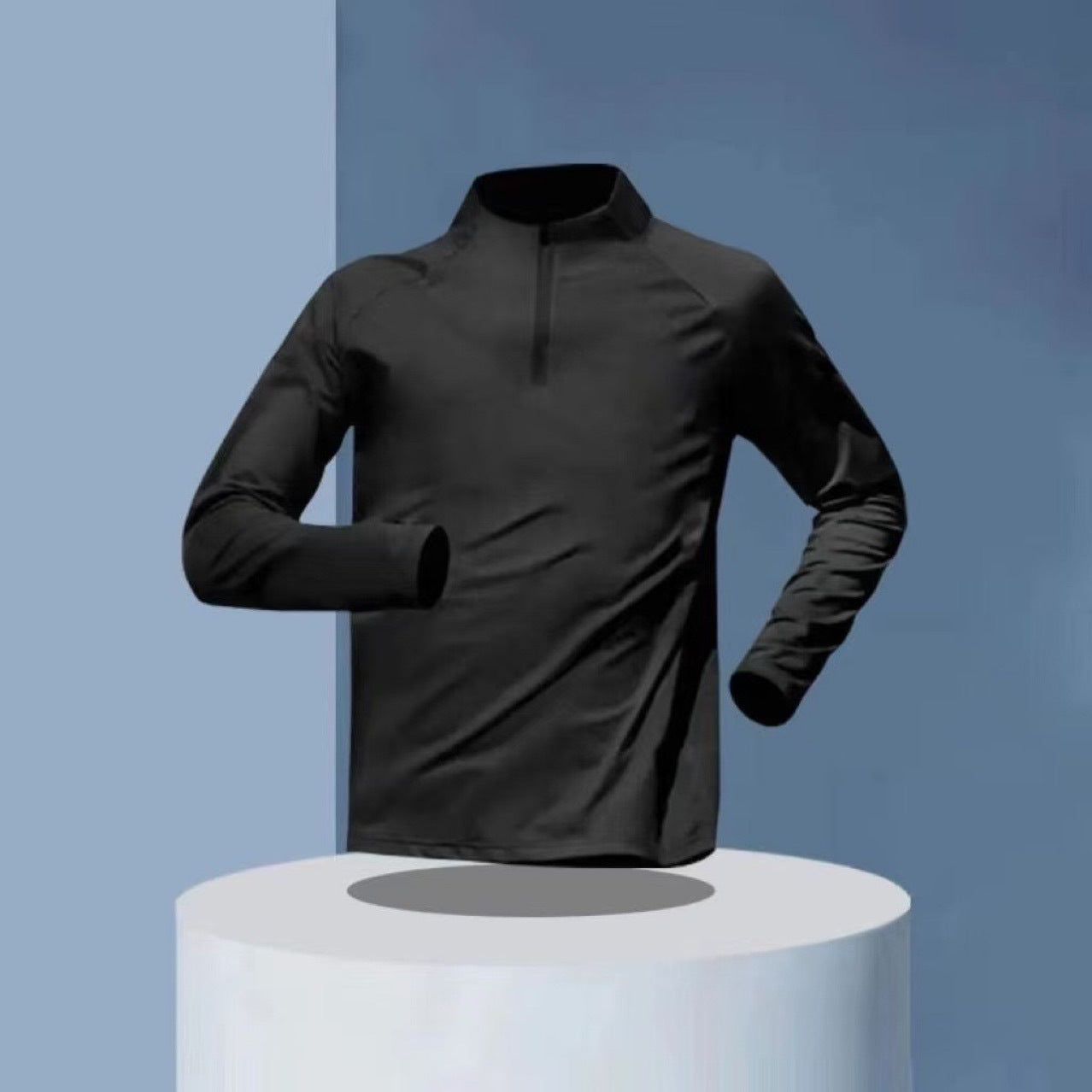 Half zip up training clothes men's long sleeve quick-drying clothes cycling sports track and field t-shirt tops running fitness clothes
