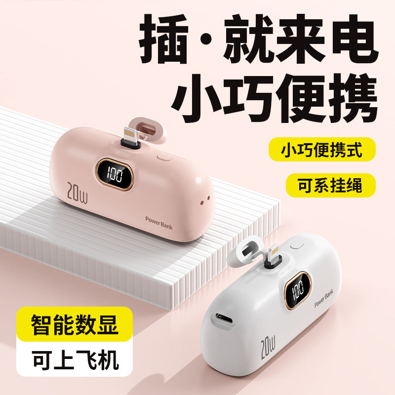 Cross-border KC Wholesale Capsule 10000mah Power Bank Compact Portable Digital Display Mobile Power Bank Logo Printing