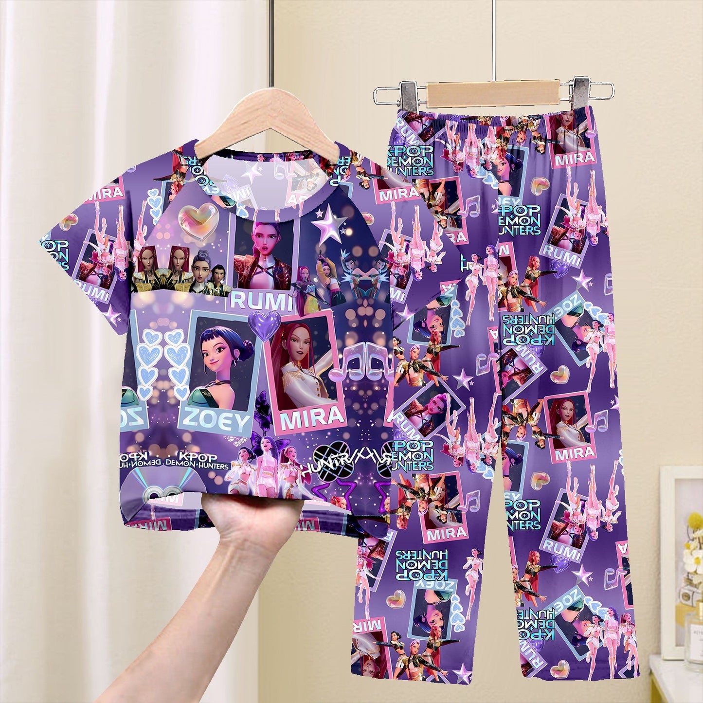 Foreign trade children's pajamas, spring and summer short-sleeved trousers, cartoon Sharjah men's group K-POP girl group middle and adult children's loungewear