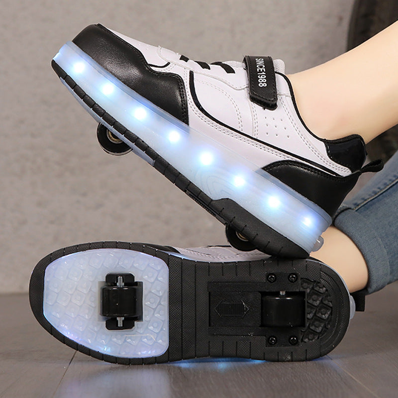 Cross-border children's walking shoes, four-wheel transformative roller skates, girls, students, two-wheeled invisible skates, boys, and popping shoes by My Store