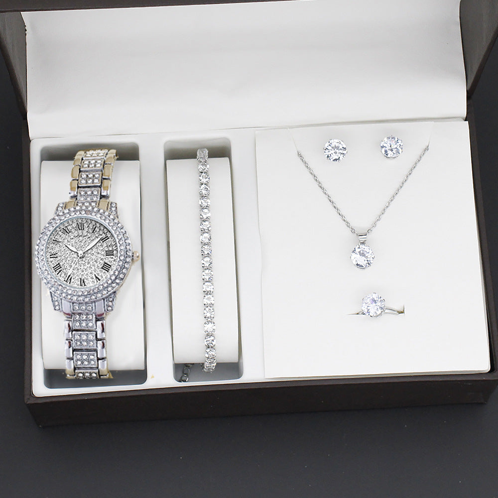 Wristwatch Bracelet Set High Value Watches Women's 5-Piece Set Stylish Quartz Watch Women's Watches