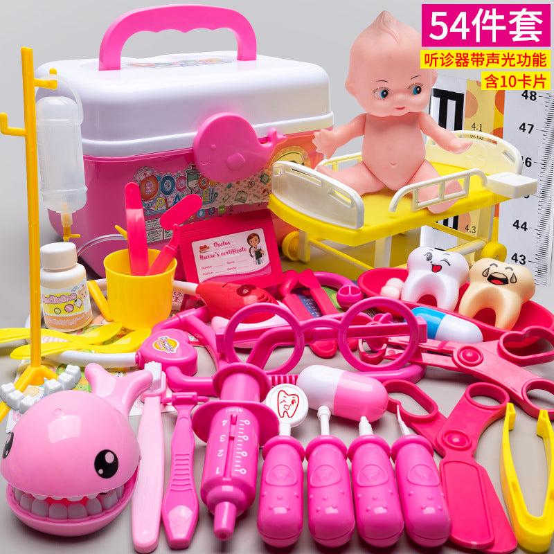 Kids doctor play house playset girls simulation nurse stethoscope injection baby medical toolbox
