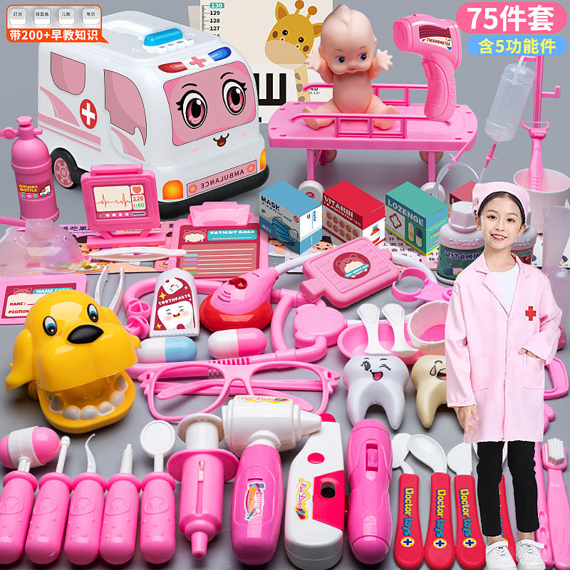 Kids Doctor Playset Tool Medical Box Boy Girl Play Home Nurse Injection Stethoscope Baby