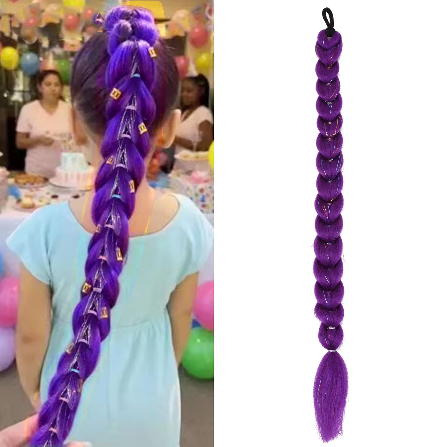 Skpop witch hunt group cos wig children's rumi purple braid twist braid clip ponytail hair accessories